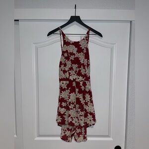 Showpo open back, floral romper - size M